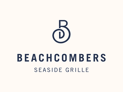 Beachcombers b branding logo logo design restaurant restaurant branding seaside shell typogaphy wave
