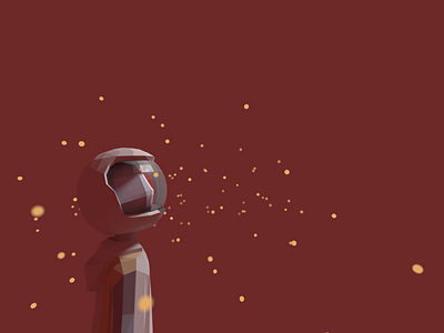 The boy in an astronaut's helmet and fireflies. 3d art 3d modeling blender 3d illustration low poly lowpoly