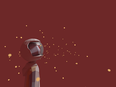 The boy in an astronaut's helmet and fireflies.