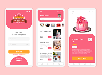 Online Mobile Cake Shop App app bakery food cake app cakes daily dailyui design figma food mobile ui ui
