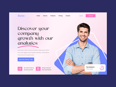 Business SaaS landing page business dailyui finance graphic design header section hero herosection landingpage saas saaslandingpage ui web website