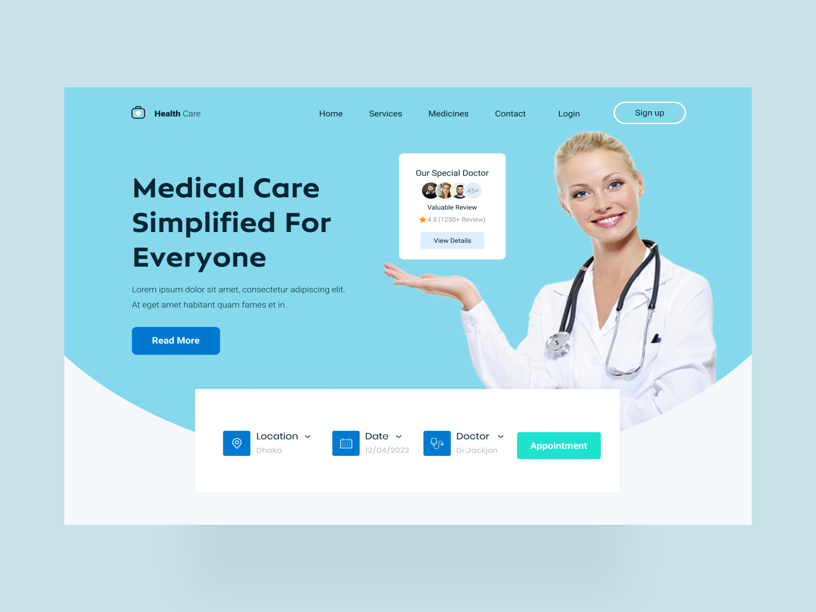 Medical healthcare service landing page by Mainuddin Hossain Nobel on ...