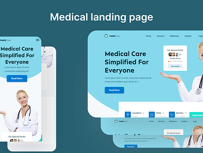 Medical healthcare service landing page clinic dailyui graphic design healthcare herosection home page landing page medical ui website