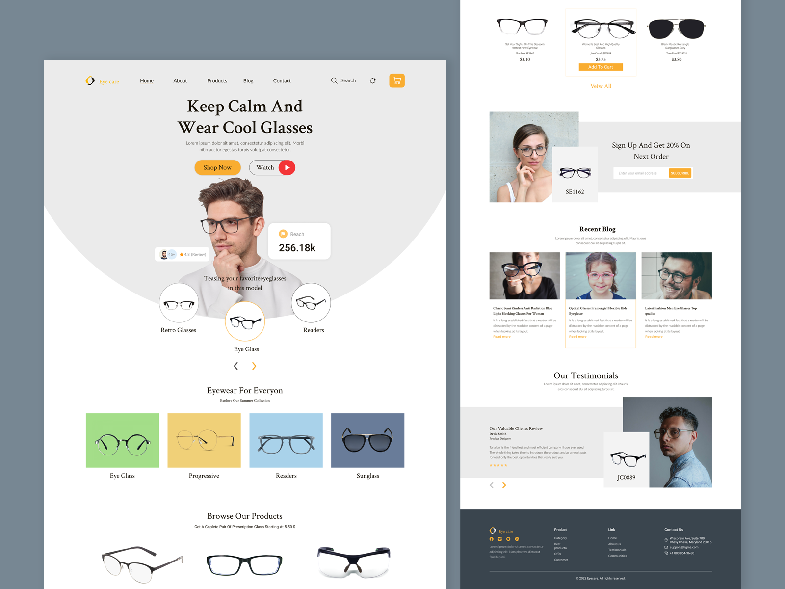 Optical eyeglasses landing page design by Mainuddin Hossain Nobel on