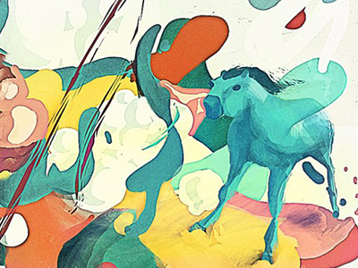 Horse explosion crop 2d illustration