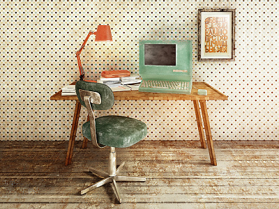 Retro Workplace 3d chair dirt illustration imac mac old retro vintage visualization workplace workspace