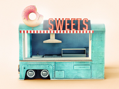 Sweet Donuts 3d donuts food foodtruck illustration kitchen sweet truck visualization