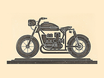 Vintage motorcycle 2d caferacer illustration motorcycle old vintage