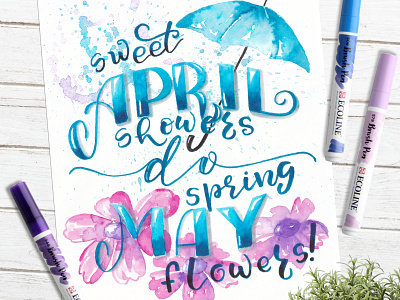 Sweet April showers do spring May flowers! 💙💙💙 brush lettering brushpen calligraphy calligraphy artist design illustration lettering letters