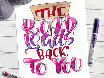 The road leads back to you 💙 art brushpen calligraphy lettering poster quotes watercolor