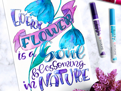 Every flower is a soul blossoming in nature 💙 art brushpen calligraphy design lettering poster quotes watercolor