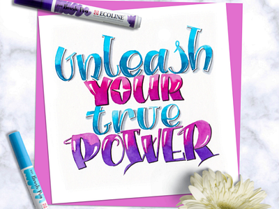 Unleash your true power 💙 art brushpen calligraphy design home decor letter lettering poster quotes wall art watercolor watercolor art