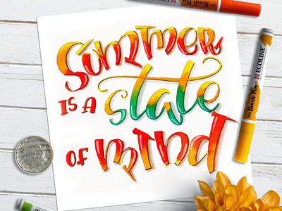 Summer is a state of mind 💙 brushpen calligraphy design home decor illustration letter lettering letters poster quotes wall art watercolor watercolor art