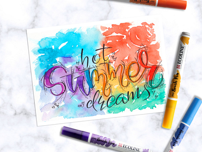 Hot summer dreams 💙 art brushpen calligraphy design drawing hand draw home decor illustration letter lettering lettering art letters poster quotes wall art watercolor watercolor art