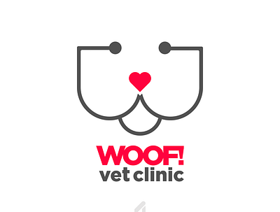 WOOF! brand branding clinic clinic logo company branding company logo design dog dog logo flat graphic design illustration logo minimal pet pet care vet vet clinic veterinarian veterinary