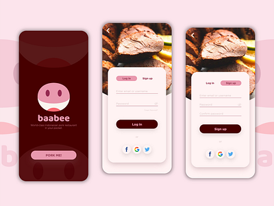 baabee 🐽 - Sign Up/Log In Page App (Home Page Coming Soon!) adobe xd branding design flat graphic design illustration logo minimal ui ux