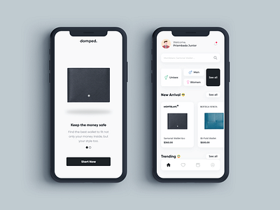 domped. | Wallet Store/Shop Mobile App UI/UX Design 👝