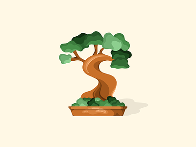 Bonsai bonsai clean design flower green illustration ipad plant procreate tree ui vector