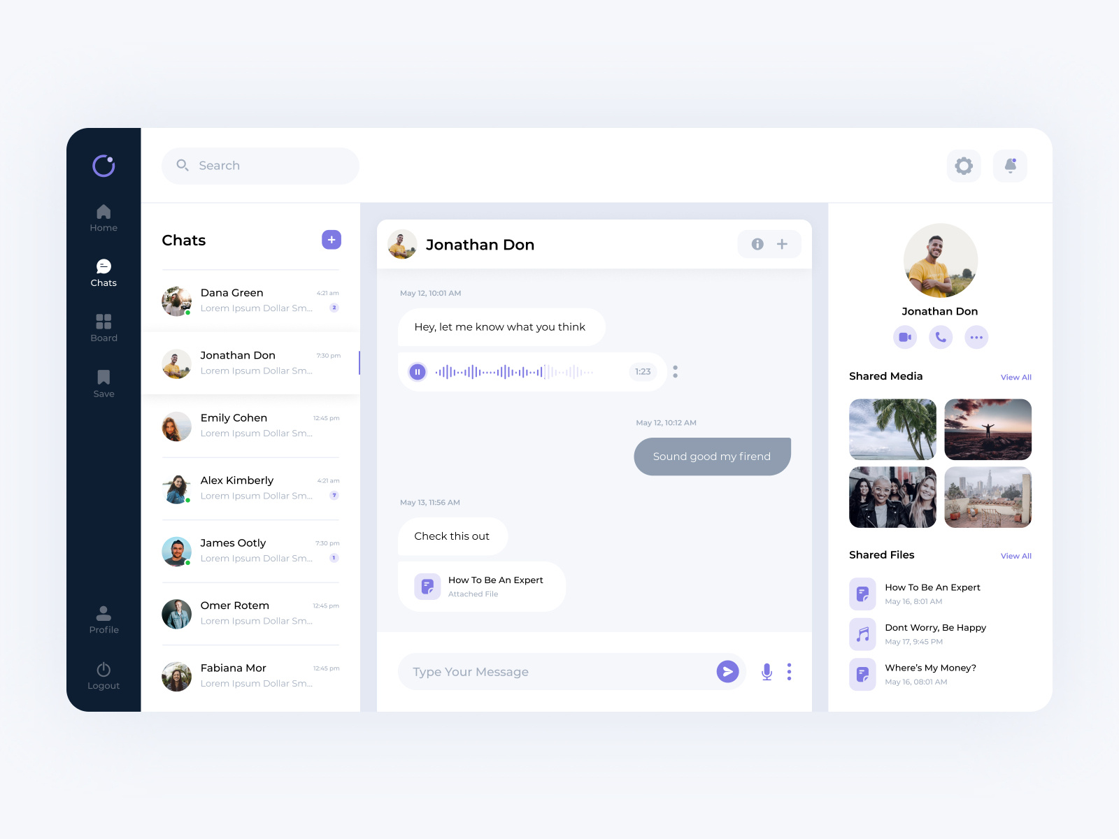 Chat Dashboard by Lior Ullert on Dribbble