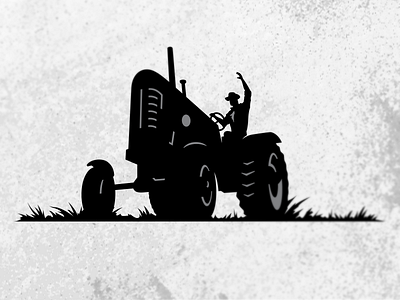 Farmer illustration black farmer grass icon illustration man silhouette tractor vehicle waving