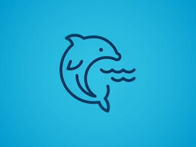 Dolphin icon blue clean design dolphin icon illustration ocean simple technology water