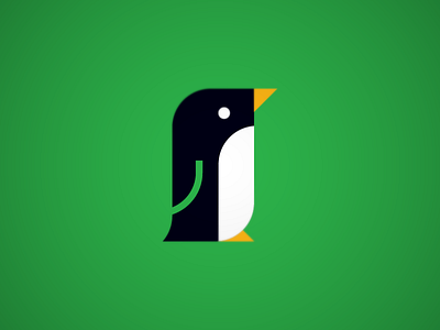 Penguin icon abstract animal bird black green icon illustration penguin technology