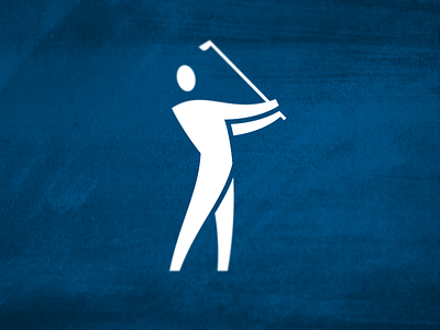 Golfer blue figure golf golfer human icon illustration logo person simple white