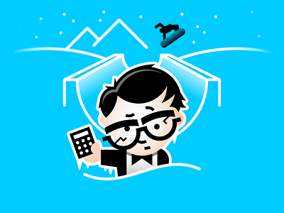 Sochi Snowboarding blue cartoon character geek glasses halfpipe human illustration olympic person snowboard sports