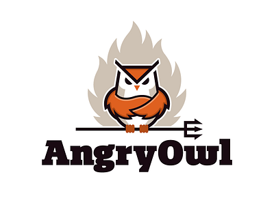 Restaurant logo angry black character fire illustration logo orange owl pitchfork restaurant slab