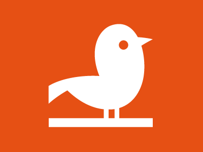 Fernandez Studio's Twitter Bird beak bird character clean eye feather feathers icon iconic logo mascot orange perch simple social stand twitter