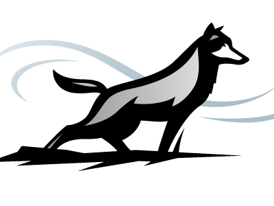 Wolf illustration abstract alert animal black blue clean coyote dog gray iconic illustration simple stand tail wind wolf