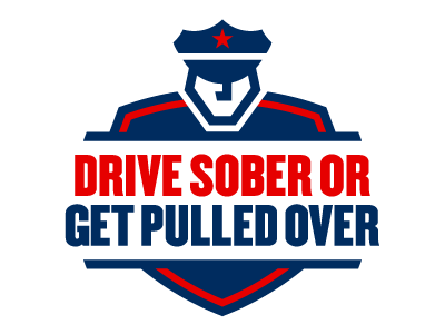 Public Awareness logo attention blue cop drive driving drunk enforcement human iconic logo man navy police policeman red safety simple stop