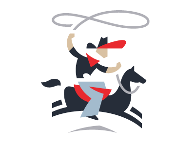 Cowboy logo abstract action black blue country cowboy farm finance fun gray horse invest investment lasso partnership playful ranch red ride rope texas wealth