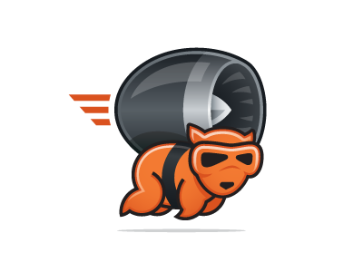 Character design animal black character goggles gray illustration jet mascot orange software speed technology wombat