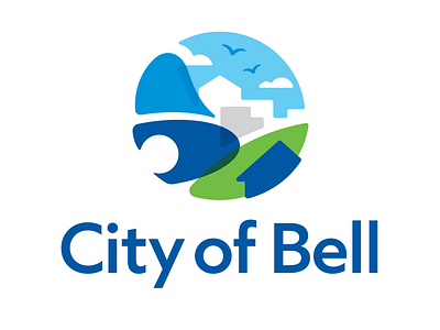 City Logo bell blue brand circle city design hill identity illustration logo scene town