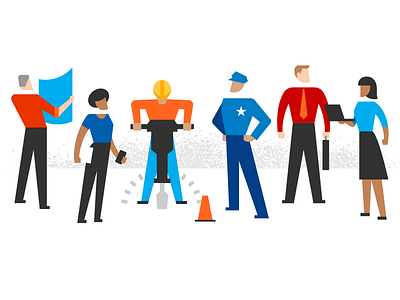 Character illustrations character construction design illustration interstate people working