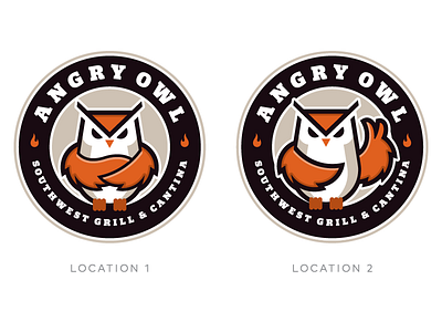 New location logo animal bird circular crest design icon illustration logo owl restaurant