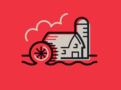 Farm Icon building farm farming food icon illustration logo monoline red