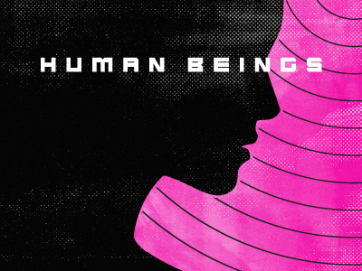 'Human Beings' Album Design album design distress magenta music pink profile radio rock silhouette texture waves woman