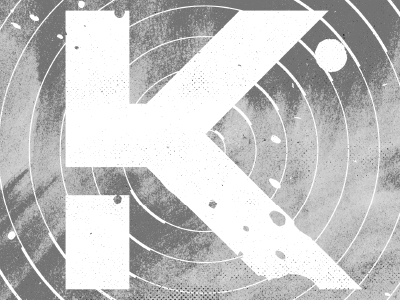 Channel K artwork brush distress gray ink k logo rough splatter texture