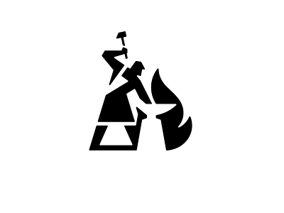Blacksmith Logo anvil blacksmith branding design fire flame hammer identity illustration logo people simple