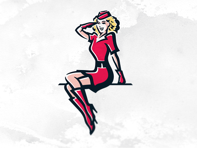 Burger restaurant logo americana bomber girl icon illustration logo red retro salute sitting woman