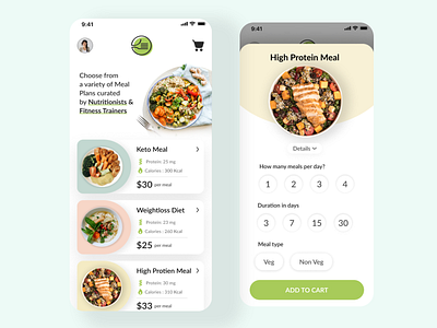 FitMeal - Healthy Food Ordering App app app design design food app food ordering healthy food minimal ui ui challenge ux