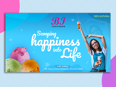 BI ice-creams banner banner ads banner design blues icecream