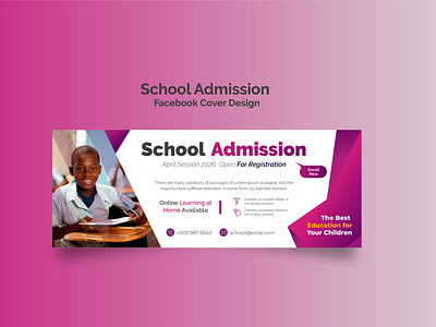School Education Facebook Cover Design Template