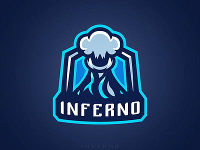 "Inferno" eSports Logo aggressive blue branding branding design esportlogo esports esports logos fire for sale gaming gaming logo illustration inferno logo logos smoke vector volcano