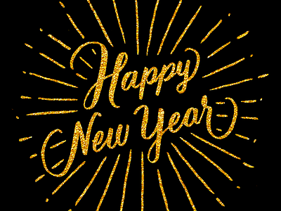 Happy New Year glitter gold happy lettering new script typography year