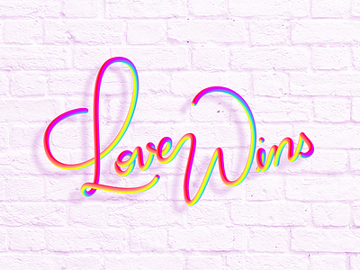 Love Wins gay love marriage rainbow script typography wins