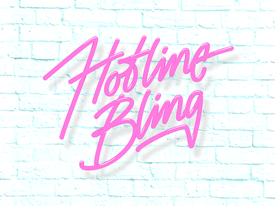 Hotline Bling bling hotline lettering neon type typography vector