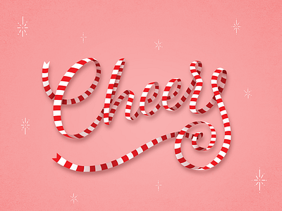 Cheers candy cane cheer cheers christmas lettering merry ribbon stripe type